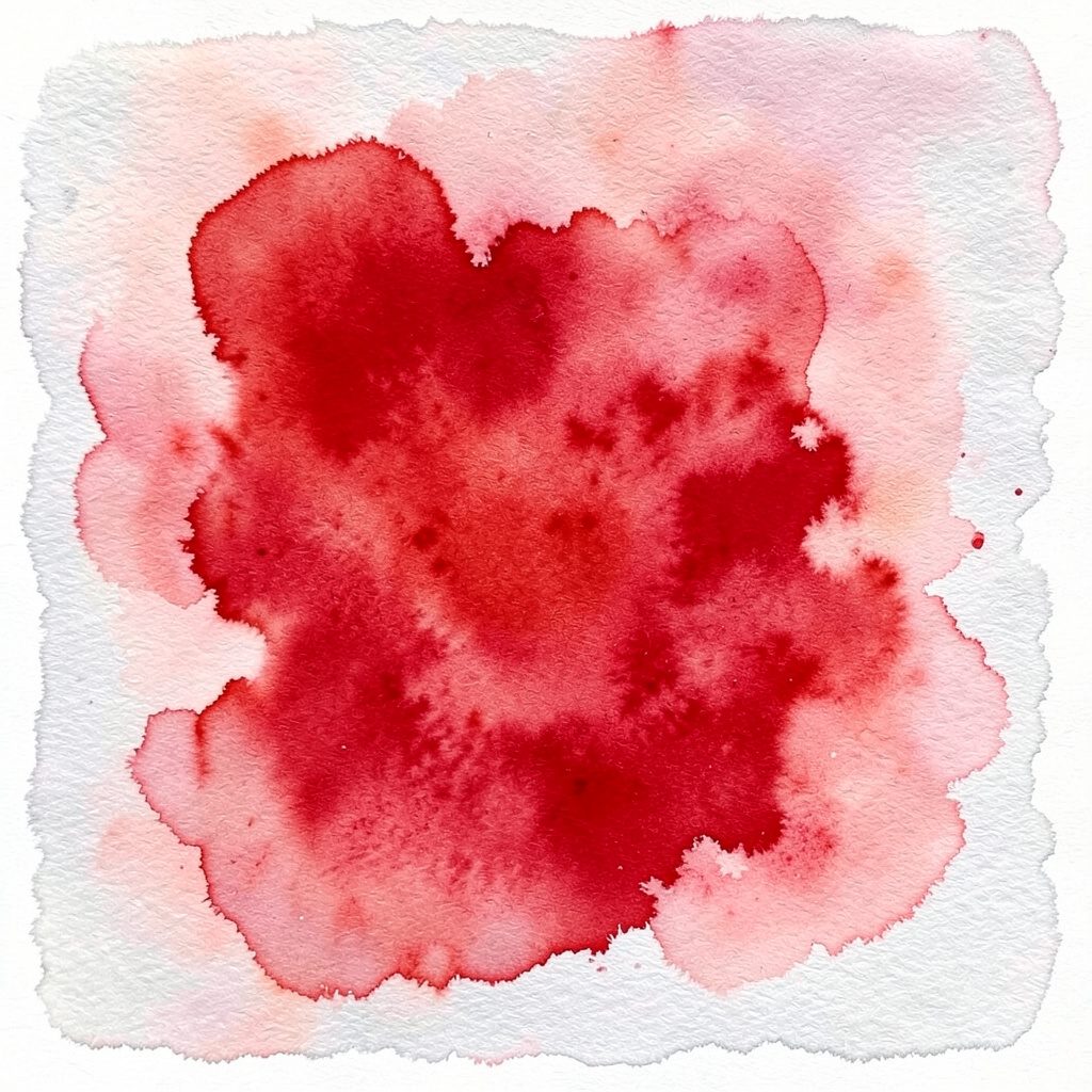 Soft watercolour of an award ribbon resting on folded quilt fabric in cream and soft red tones, proud and celebratory mood